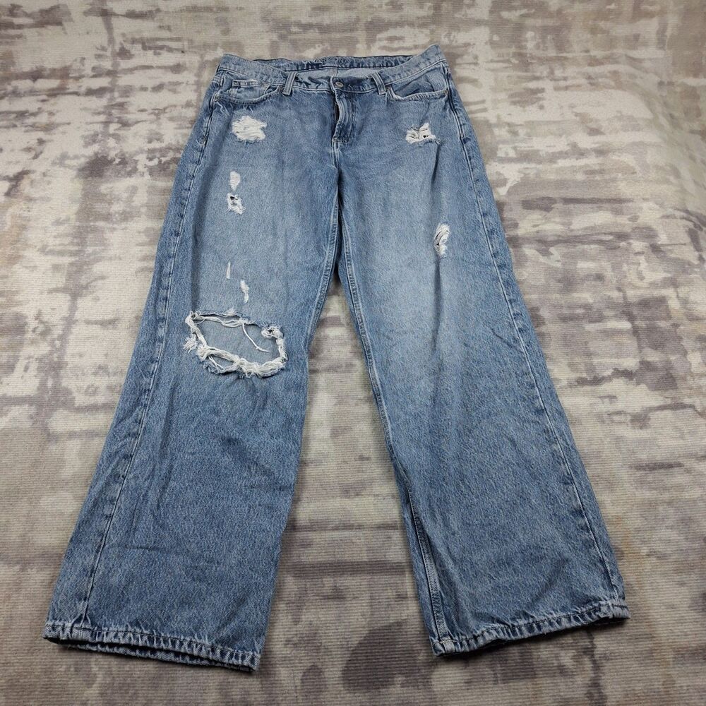 Arizona Jean Co Loose Dad Jeans Womens 13 Low Rise Distressed Ripped Skater Y2K